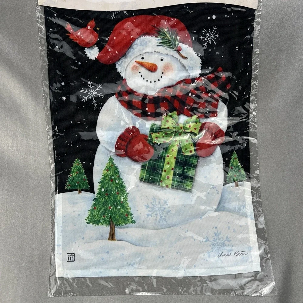 BreezeArt Studio M Buffalo Snowman Premium Garden Flag 12.5